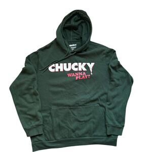 Chucky Green Hoodie Sweatshirt Men's Large Wanna Play Horror Movie Pullover